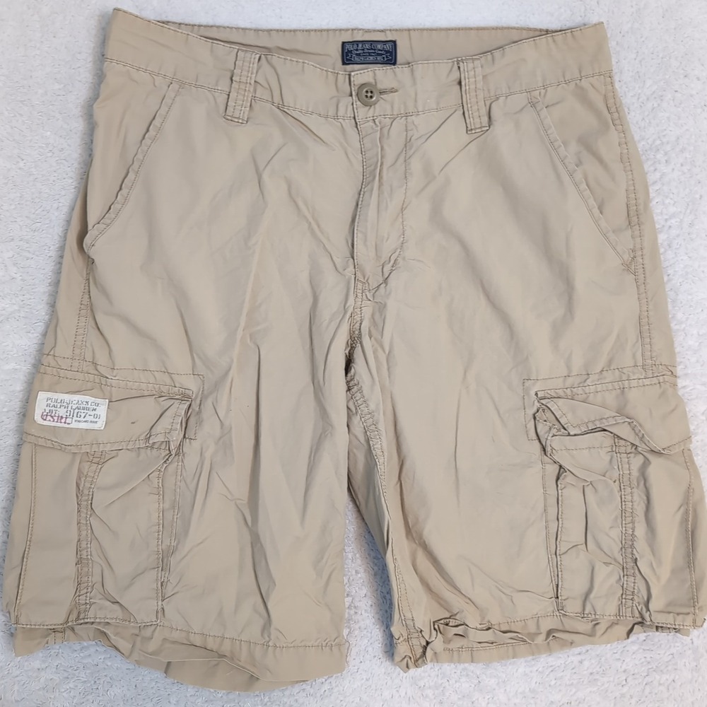 VTG Polo Jeans Co Ralph Lauren USRL Cargo Shorts Baggy Khaki Y2K 90s Mens 34